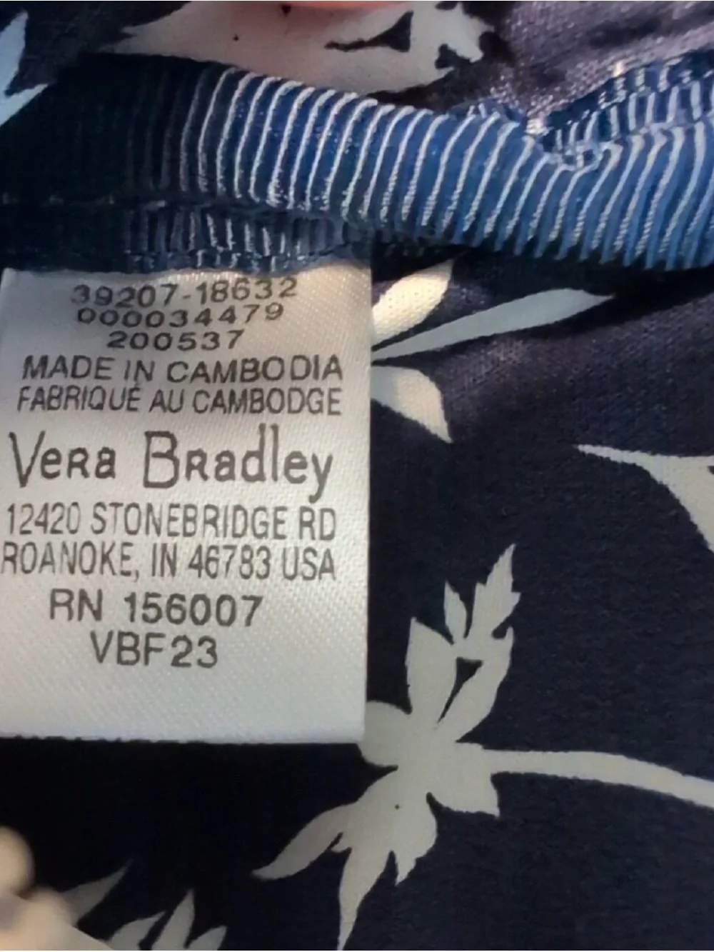 Vera Bradley Mini Straw Backpack, Navy Stripe Straw Floral $85
